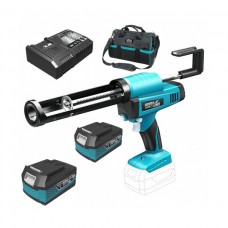 Dedra Set Pistol pentru tub silicon capacitate 300 ml SAS+ALL cu 2 acumulatori Li-Ion 18V 4.0Ah incarcator rapid 125W si geanta
